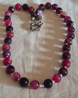 collana  multicolor  agata crakle  pietre dure
