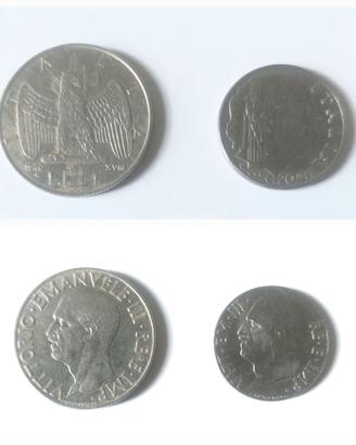 Monete Regno d'Italia da 1 lira e da 20 cent