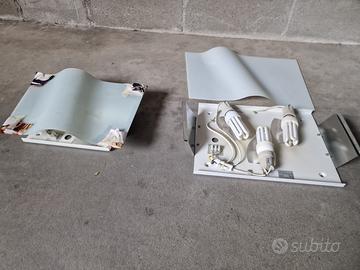 4 plafoniere in acciaio e vetro