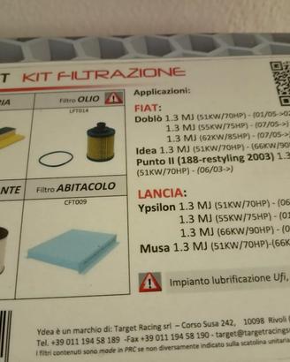 kit filtri per lancia Ypsilon 