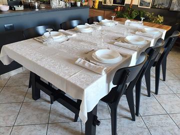 Servizio Tavola Lino Damascato 6 pers. -COME NUOVO