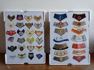 Birra, collarini composizione su cornice a giorno