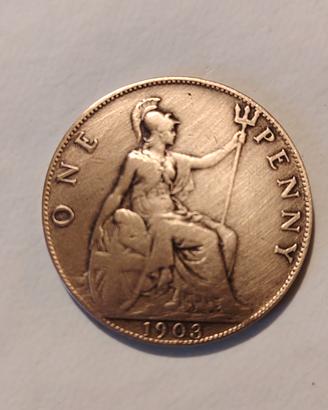moneta antica inglese one penny