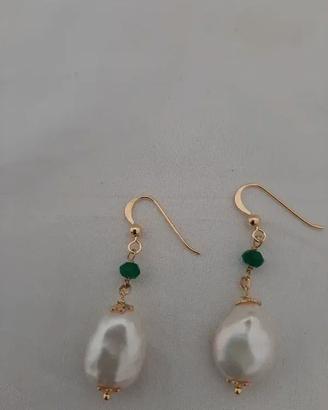 Orecchini Argento 925 Dorato con Perla Barocca