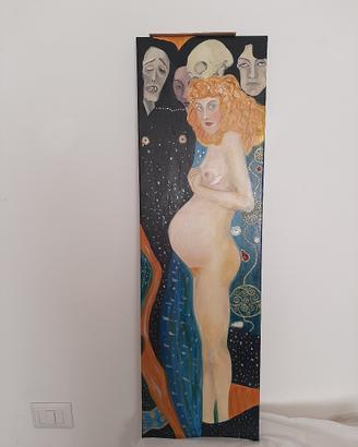 Quadro arredamento Klimt olio su tela 100x30