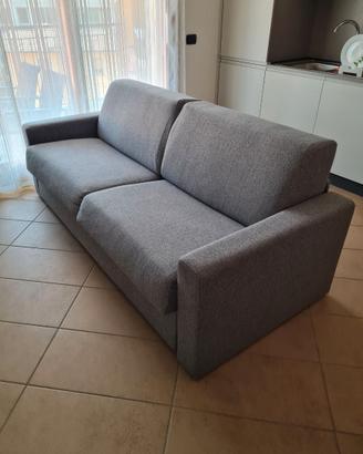 Divano-letto 3 posti in tessuto grigio