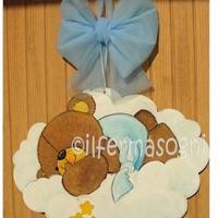 Fiocco nascita cicogna in legno