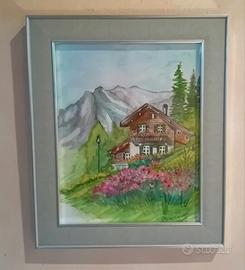 Baita fatta a mano acquerello 30x25 