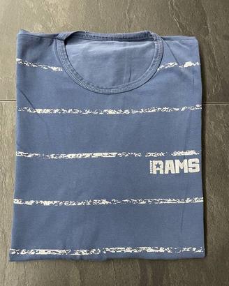 T-shirt da uomo azzurra a righe bianche RAMS