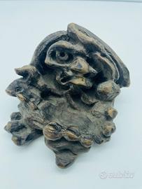 Scultura in legno soggetto grottesco mascherone