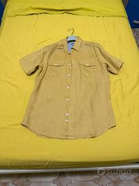Camicia Lino Maniche Corte Cotton & Silk Senape M
