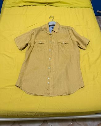 Camicia Lino Maniche Corte Cotton & Silk Senape M