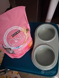 Croccantini Purina one junior 800g+doppie ciotole