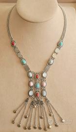 Collana Etnica colore argento 51 cm.