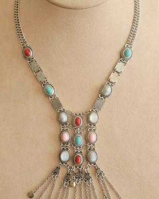 Collana Etnica colore argento 51 cm.