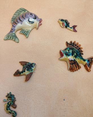 Set 5 decorazioni marine in ceramica da parete