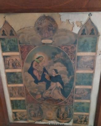 stampa antica raffigurante la Madonna del Rosario
