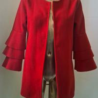Cappotto Rosso maniche a volant taglia unica Nuovo