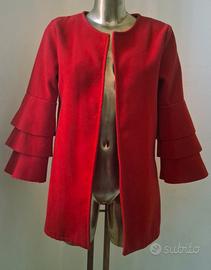 Cappotto Rosso maniche a volant taglia unica Nuovo