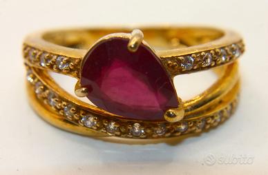 Esclusivo anello oro su argento pietre CZ