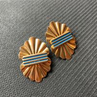 Orecchini a Clip Vintage con Smalto Azzurro