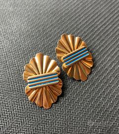 Orecchini a Clip Vintage con Smalto Azzurro