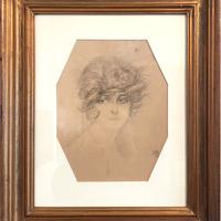 Disegno anni 20 ritratto femminile