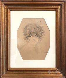 Disegno anni 20 ritratto femminile