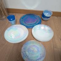 servizio piatti vetro di murano perlato