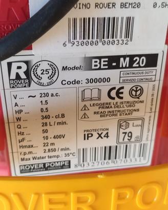 Pompa da travaso rover be m20