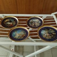 Set di 4 piatti in ceramica rifiniti in oro