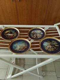 Set di 4 piatti in ceramica rifiniti in oro