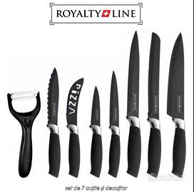 Royalty Line RL-BLK7-W: Set di 7 coltelli nero