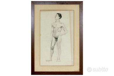 Studio accademico nudo maschile 1890-1910, Disegno