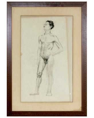 Studio accademico nudo maschile 1890-1910, Disegno