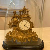 Orologio antico camino tavolo bronzo dorato teca