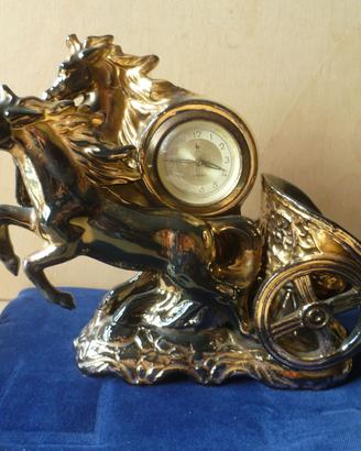 Orologio ceramica cavalli e biga ANKER vintage