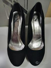 Scarpe donna, Decolletè nere, in suede, 37, NUOVE