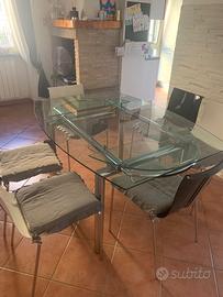Tavolo di vetro +6 sedie soggiorno/cucina