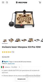 Incisore laser Mecpow X3 Pro 10W + Pompa d’aria