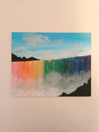 Dipinto a Mano "Cascata Arcobaleno" 