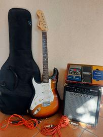 chitarra elettrica+amplificatore+processore