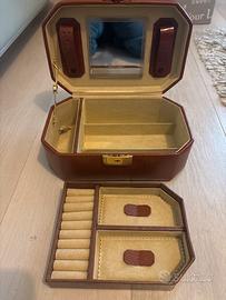 Portagioie nuovo in pelle con specchio e scomparti