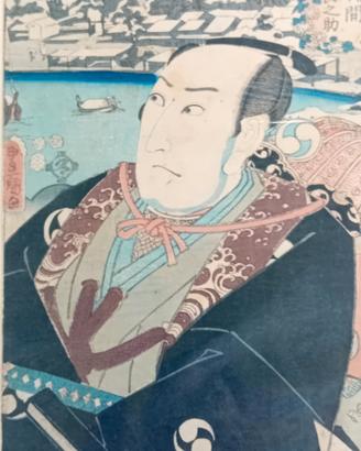 stampa antica originale di Hokusai giapponesi 
