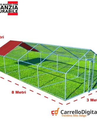 Recinto per Galline 3x8 m x h 2 m – 24 mq - rosso