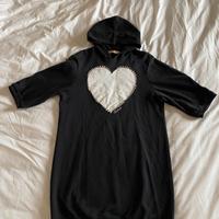 Abito twin set in cotone con cuore flock