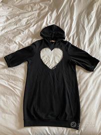 Abito twin set in cotone con cuore flock