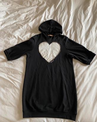 Abito twin set in cotone con cuore flock