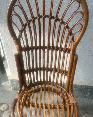 Sedia vintage Mid-Century anni 50-70, in bambù