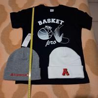 Set 2 cappelli e 1 maglietta t-shirt basket nuovi